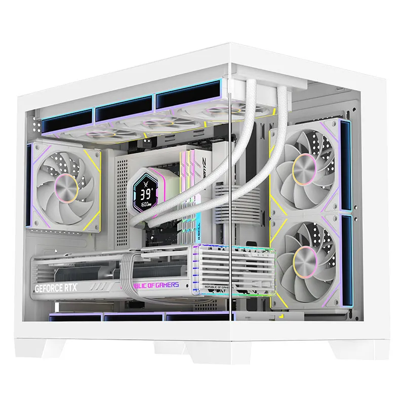 Pc Gaming Liquid - Ruixi Chasing M360 M-ATX オーシャンビューPCケース。全面強化ガラス製で、360mmの水冷システムに対応し、ゲーミングに最適。