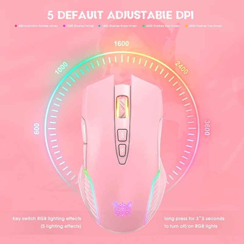 ONIKUMA CW905 ワイヤレス/有線ゲーミングマウス - Pc Gaming Pink のレビューと価格