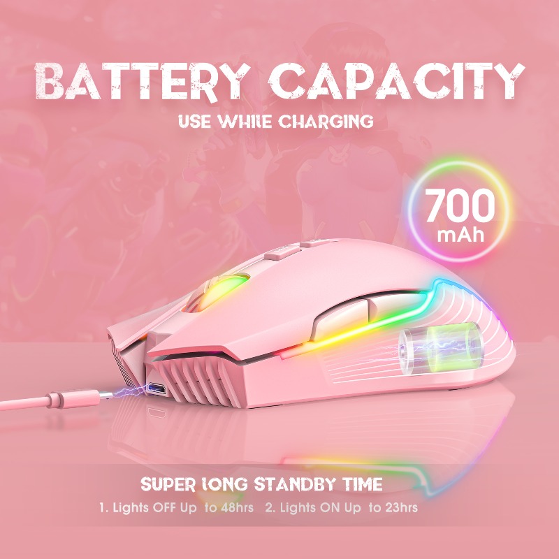 ONIKUMA CW905 ワイヤレス/有線ゲーミングマウス - Pc Gaming Pink のレビューと価格